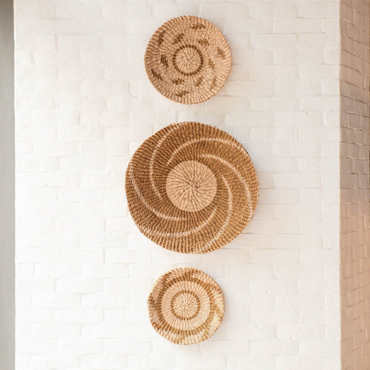 Natural + Brown Wall Baskets, Medium - Round Wall Baskets | LIKHÂ