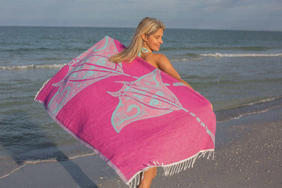Manta Ray Rose - Turkish Towel by Sun Drunk