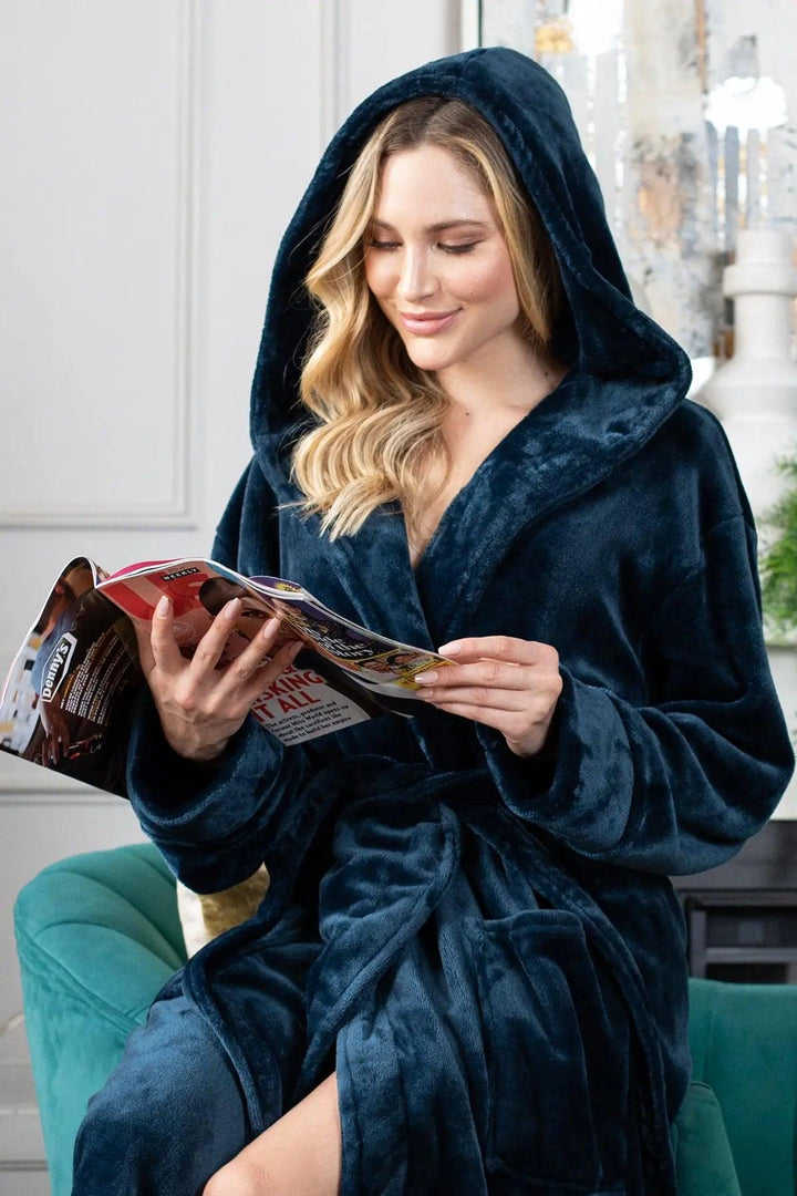 Women's Hooded Plush Robes by Lotus Linen