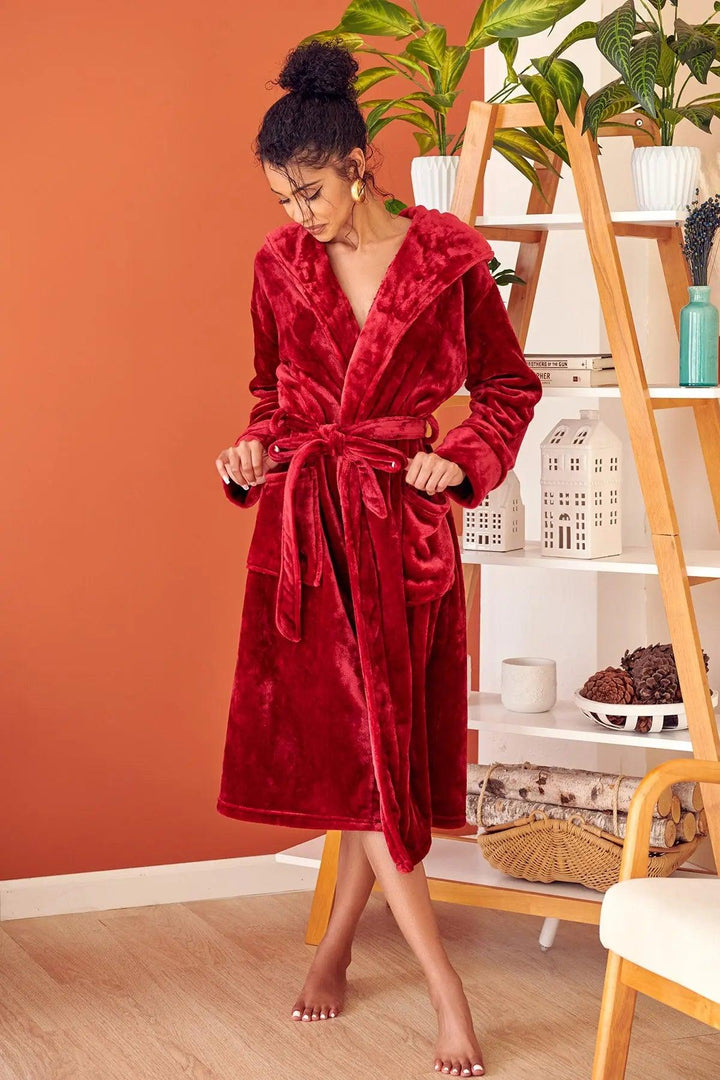 Women's Hooded Plush Robes by Lotus Linen