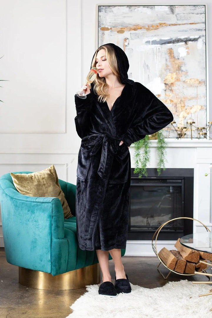 Women's Hooded Plush Robes by Lotus Linen