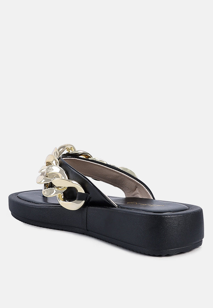 zing link chain thong flats by London Rag