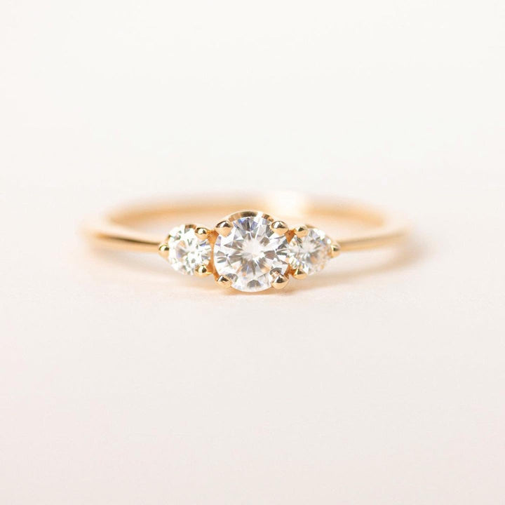Three Diamond Engagement Ring in 14k Gold