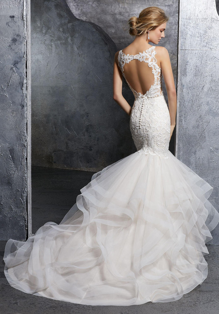 The 'Kayla' Gown Mermaid Lace and Ruffles Size 20