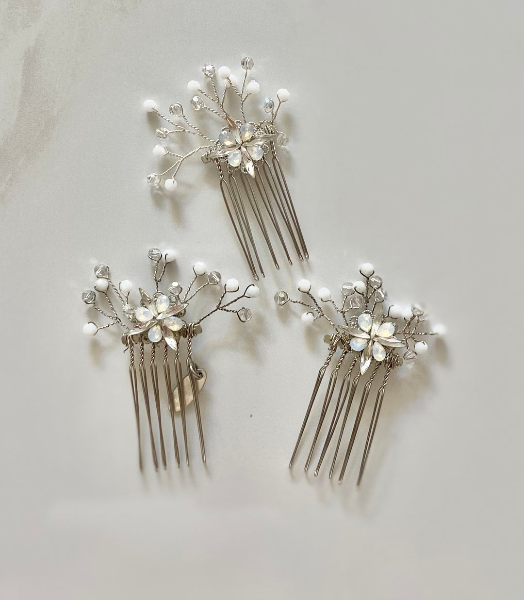 J Picone Crystal Flower Miniature Comb Trio