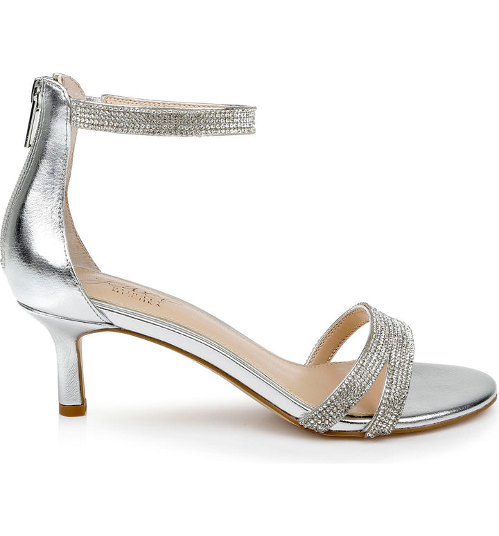 Jewel Badgley Mischka BRIE Sandal, Silver Metallic