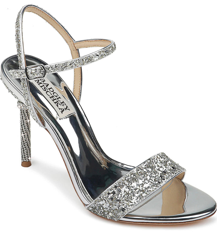 Badgley Mischka OLYMPIA Sandal, Silver Glitter