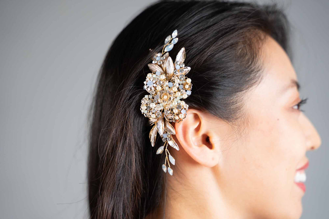 J Picone 'Nena' Gold and Opalescence Hair Clip