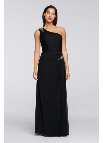 Alex Evenings One Shoulder Ruched Mesh Long Dress with Beads Sizes 10 & 14 Alex Evenings One Shoulder Ruched Mesh Long Dress with Beads Sizes 10 & 14
