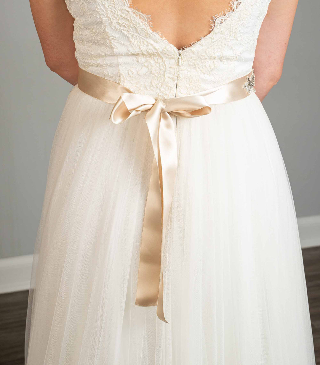 Satin Floral Sash by Haute Bride