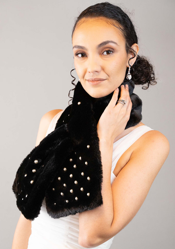 Frank Lyman Faux Fur Collar with Pearls