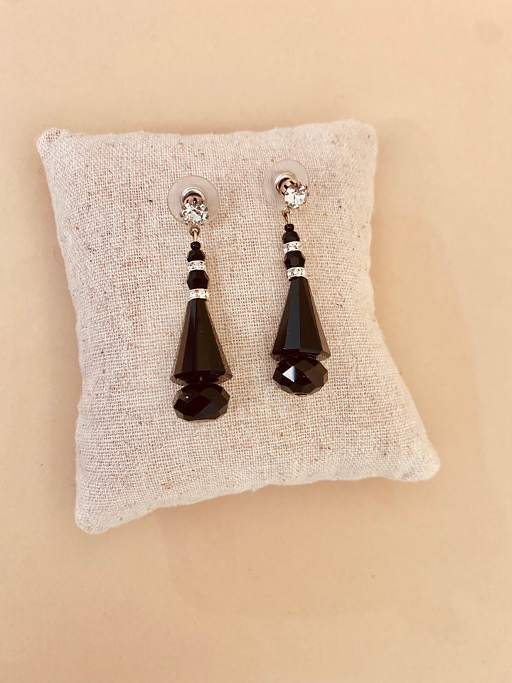 Black and Crystal Chandelier Earrings