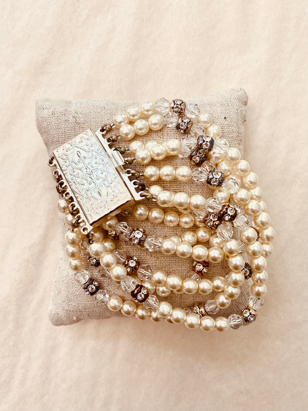 Vintage Inspired Pearl and Swarovski Crystal Bracelet – Pomp and Port