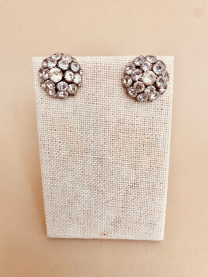 Crystal Cluster Button Earrings