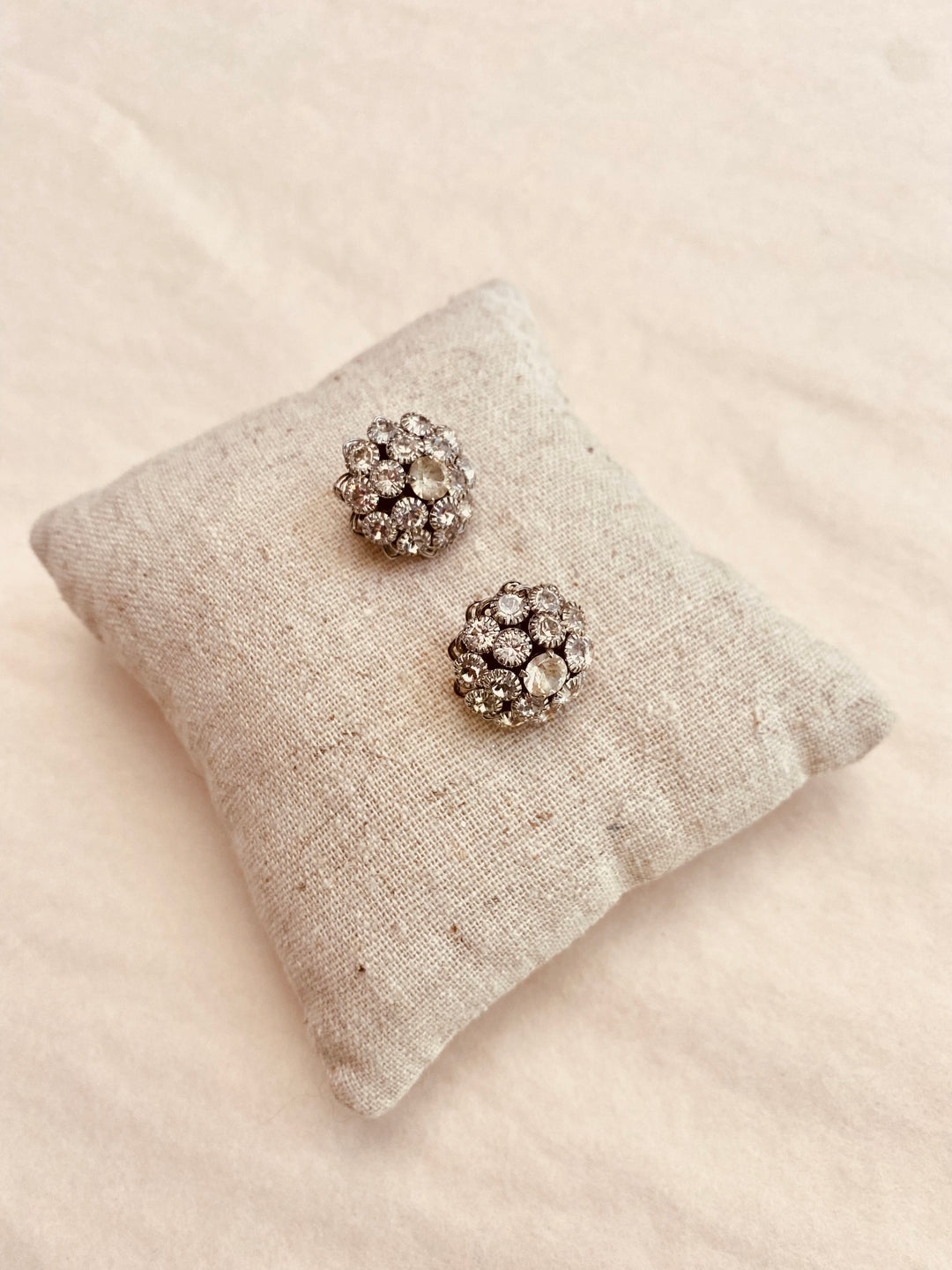 Crystal Cluster Button Earrings