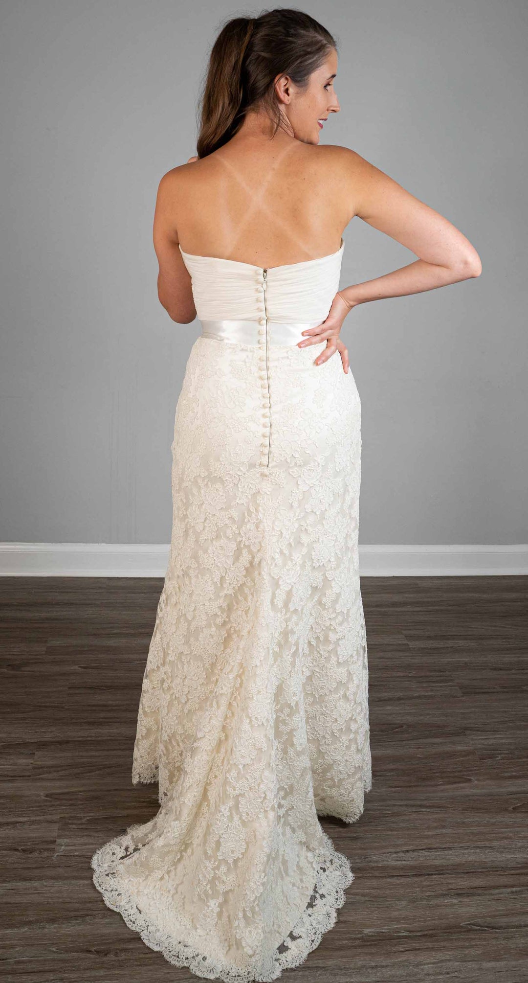 Modern Trousseau Chiffon & Lace Gown Size 12