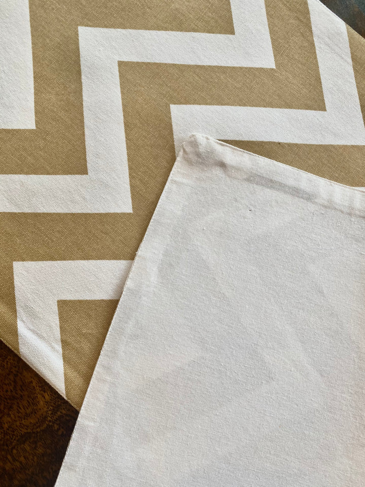 Cotton Twill Champagne and White Table Runner