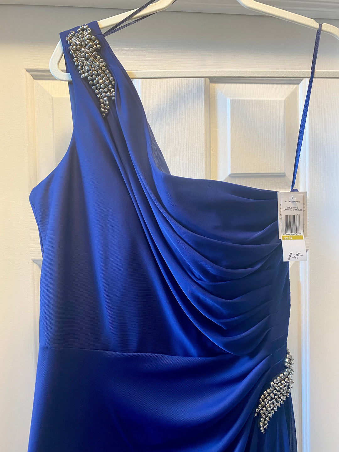 Alex Evenings One Shoulder Ruched Mesh Long Dress with Beads Sizes 10 & 14 Alex Evenings One Shoulder Ruched Mesh Long Dress with Beads Sizes 10 & 14