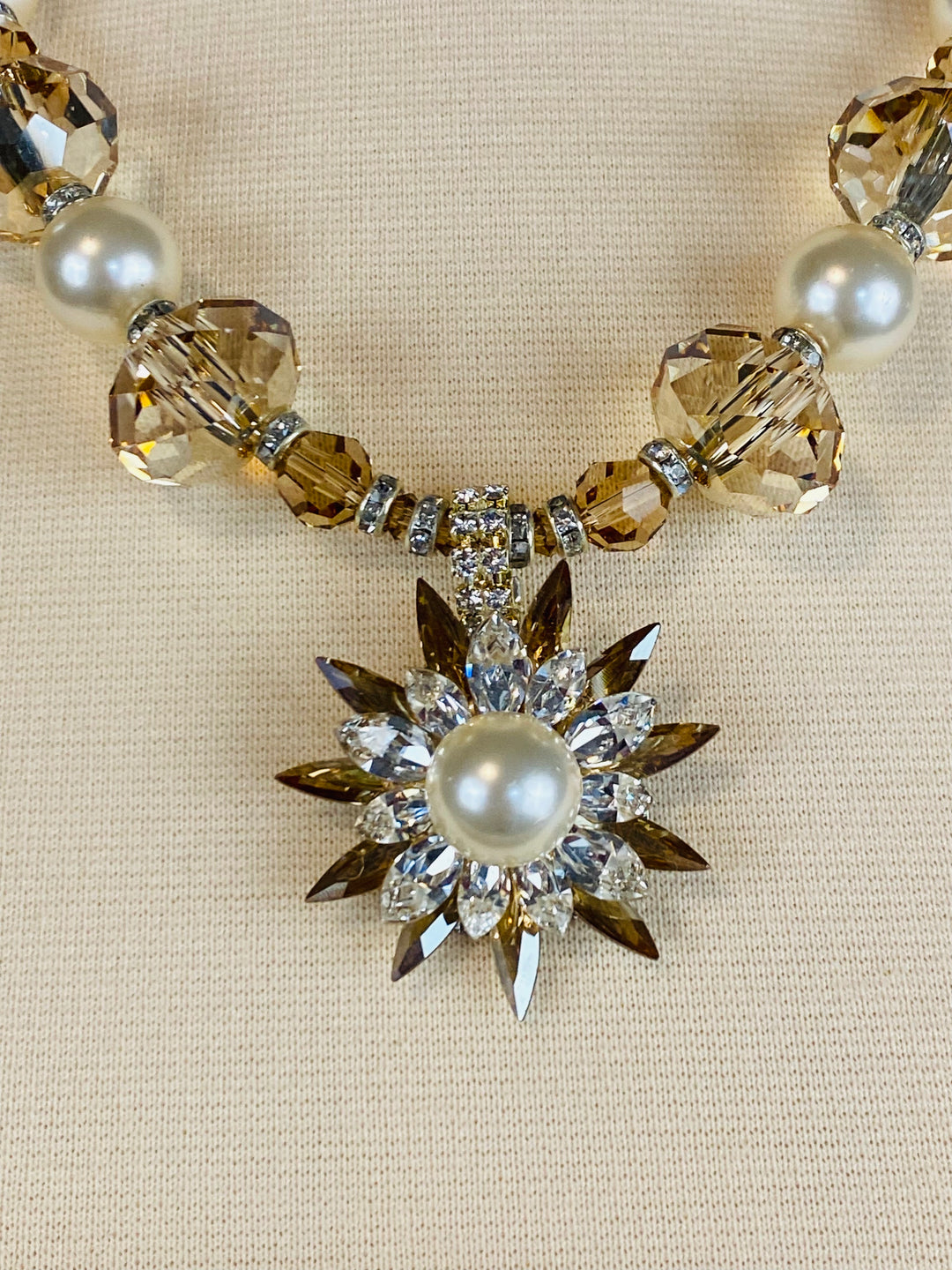 Crystal and Pearl Star Necklace by Erin Cole