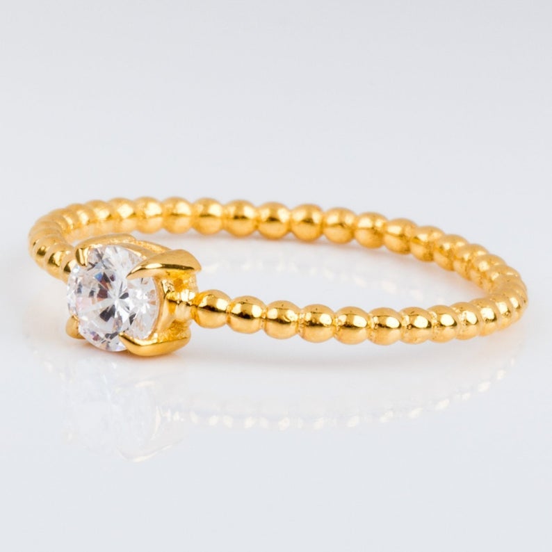 14k Gold Solitaire Diamond Engagement Ring