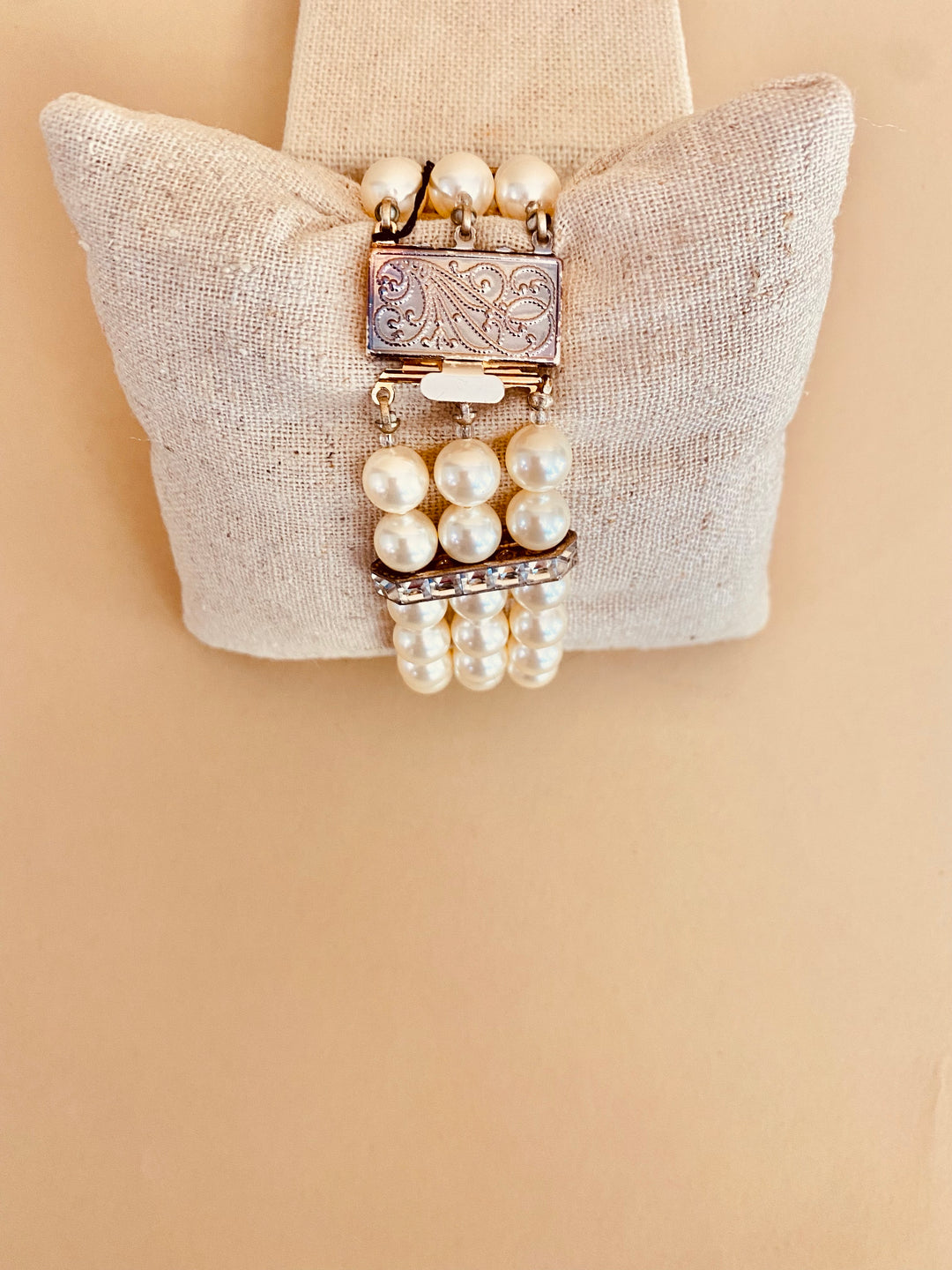 Three Strand Pearl & Crystal Bracelet by Giavan
