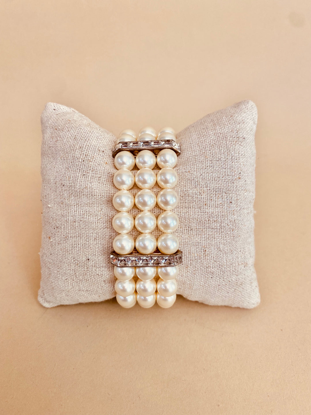 Three Strand Pearl & Crystal Bracelet by Giavan